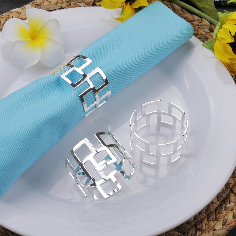 LogHog Alloy Silver Napkin Rings Set of 12, Delicate Napkin Holder Ring Buckles Ideal Table Setting Decor for Wedding, Parties, Holiday (Elegant Silver) - Image 3